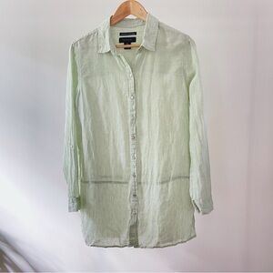 Tahari Light Green 100% Linen Shirt M